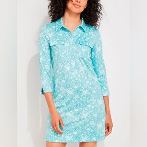$158 Vineyard Vines Women’s XS Printed Shirt Dress Golf Tennis Pickleball UPF